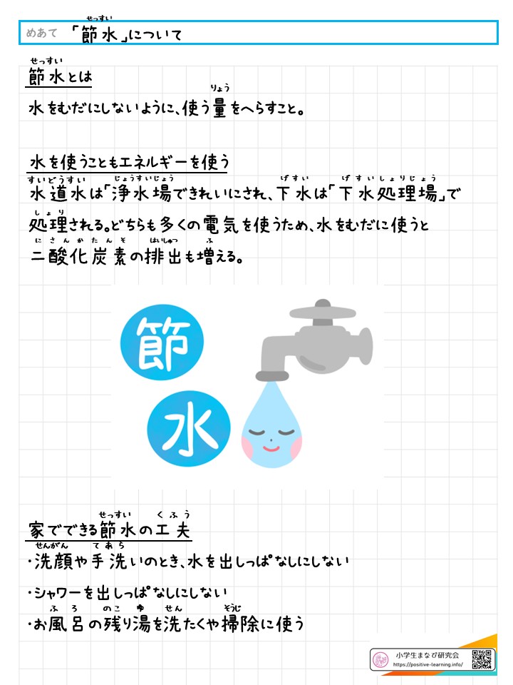 自主学習ノート理科:節水について