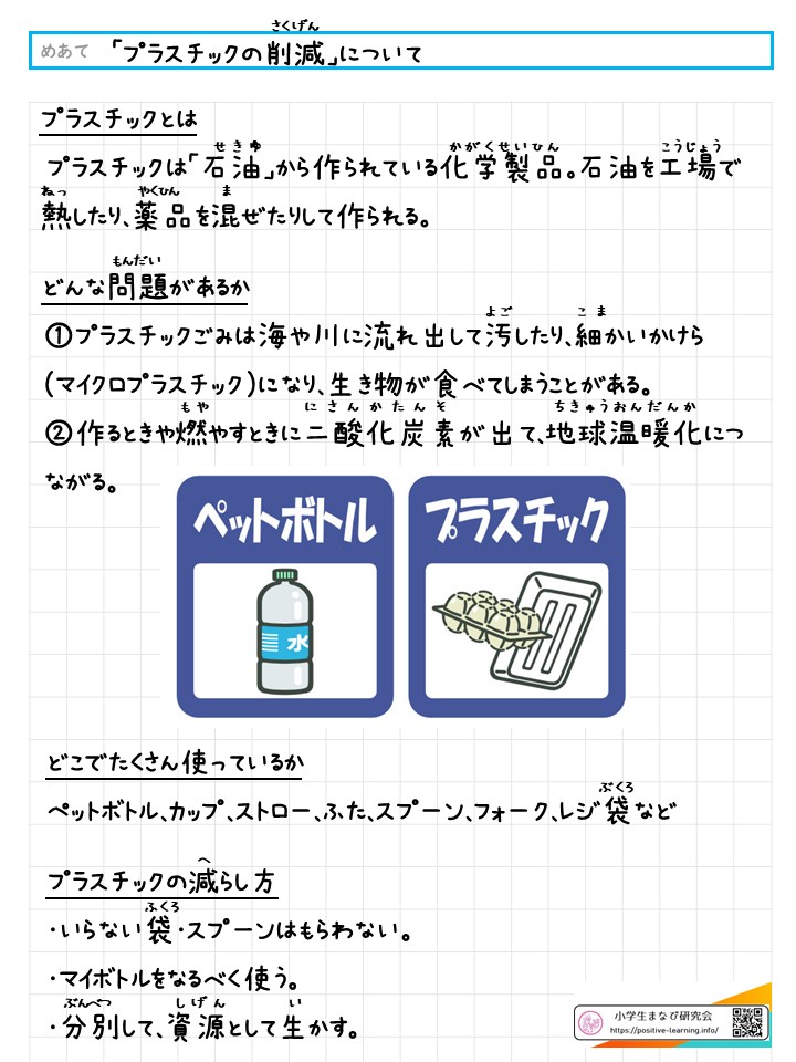 自主学習ノート理科：プラスチックの削減